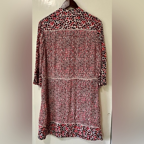 Reiss| Pretty Red White Blue Floral Patterned Knee Length 3/4 Sleeve Dress Sz 8 - Picture 6 of 6